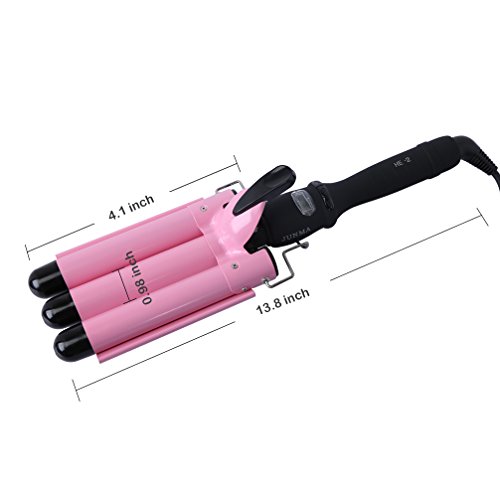 3 Barrel Curling Iron Wand 1 Inch Hair Waver Curling Iron Temperature Adjustable Hair Crimper Ceramic Hair Curling Iron Heats Up Quickly Beach Waver Triple Barrels Hot Tools with LCD Display