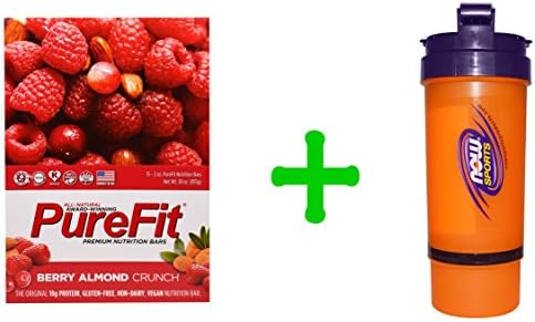 Pure Fit Bars, Premium Nutrition Bars, Berry Almond Crunch, 15 Bars, 2 oz (57 g) Each,Now Foods, 3 in 1 Sports Shaker Bottle, 25 oz