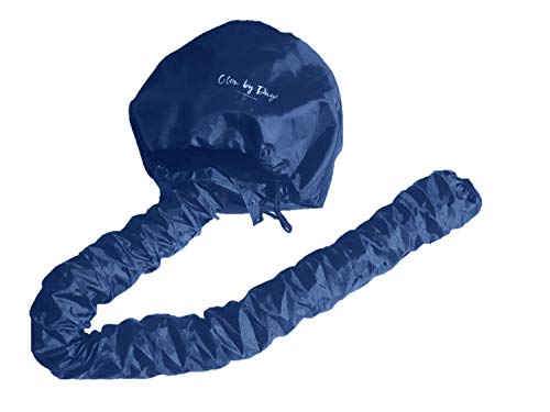 Bonnet Hood Hair Dryer Attachment- Soft, Adjustable Extra Large Hooded Bonnet for Hand Held Hair Dryer with Stretchable Grip and Extended Hose Length (Navy)