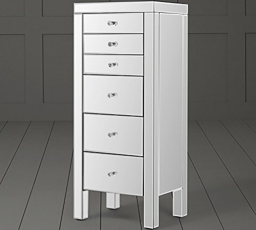 Tesco New Layton Mirrored 6 Drawer Tallboy Chest Of Drawers