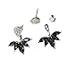 Lady Clear Crystal Leaf Feather Ear Jacket Earrings Back Ear Cuffs Stud Earrings for Women SUNSCSC (Black & Silver)