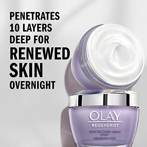 Olay Regenerist Night Recovery Cream Face Moisturizer, 1.7 Oz + Whip Face Moisturizer Travel