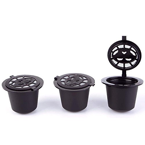 3pcs Home Black Refillable Reusable Coffee Capsule Cup for Nespresso Machine