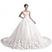 QueenBridal Gorgeous Sweetheart Lace Chapel Train Ball Gown Wedding Dress for Bride (14,White)