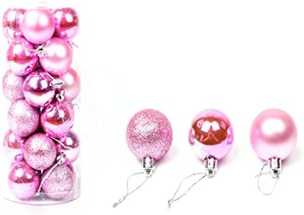 Shawordsport 40mm Shatterproof Ball Ornaments Christmas Tree Decoration, Tree Decoration Balls Set Indoor Outdoor For Home Holiday Wedding Party,(24 pcs) (Pink)