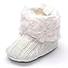 Annnowl Baby Girls Knit Soft Fur Winter Warm Snow Boots Crib Shoes (0-6 Months, White)