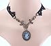 Yazilind Lolita Goth Bow Floral Black Lace Handmade Necklace 17in