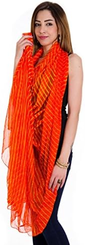 Rangsthali Semi Chiffon lehriya lehria Dupatta Stole for Girls