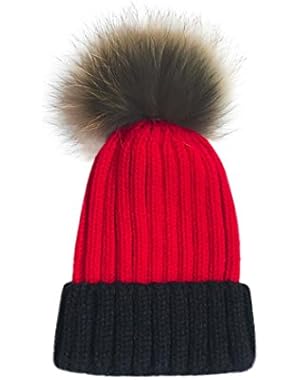 Baby Beanie Cap For Baby Boys Girls Cap Cotton Knitted Faux Fur Ball Warm Children Hats