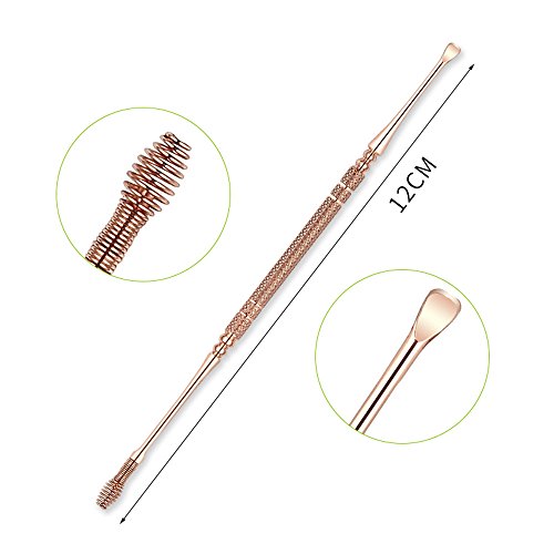 Fenleo 3PCS Ear Pick Earwax Removal Kit Ear Care Set, Premium Rose Gold Stainless Steel Ear Curette