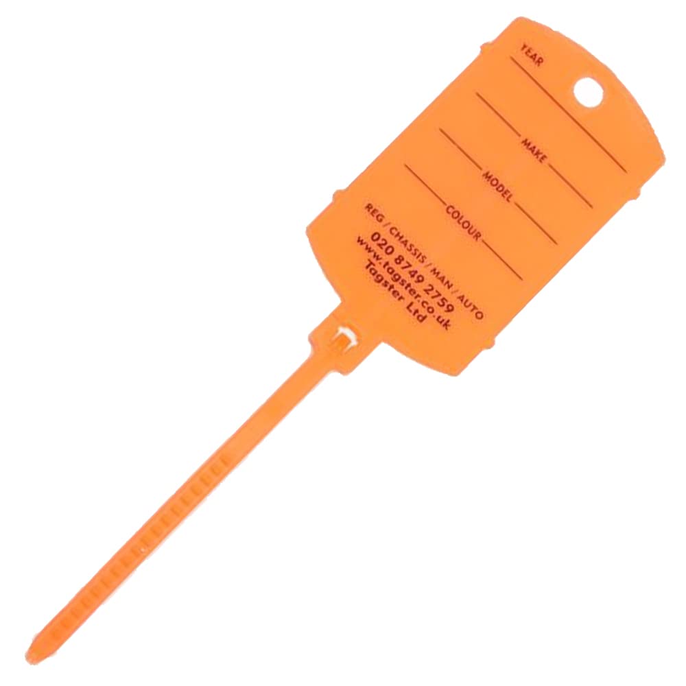 Key Tags - Vehicle Plastic Key Tags (200) with self looping Tails (Orange)