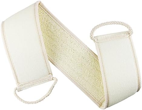 Sc0nni Natural Luffa Exfoliating Loofah Back Scrubber For Shower For Bath For Back Acne For Men and Women, With Cloth Handles and Bar Soap Pocket