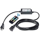 Keymit 650W Outdoor Dimmer Switch - String Light Dimmer for Incandescent OR LED Weatherproof String Lights Wireless Remote Control Timer Plug-in 3 Prong Outlet with 3M(9.8Ft) Extension Cord 50Ft Range