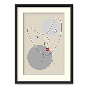 SIGNFORD Black Framed Canvas Wall Art Line Drawing...