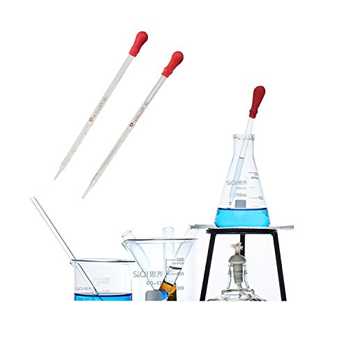 WeiMeet Thick Glass Graduated Dropper Pipettes with Silicone Rubber Caps Lab Chemistry Dropper Dispensing 1ml 2ml 5ml 10ml(4 Pack) - Thumbnail 4
