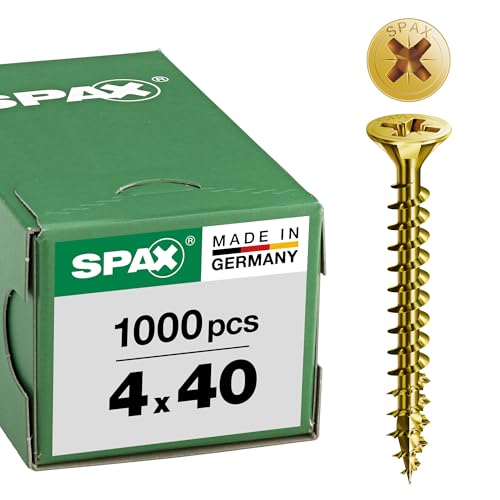 SPAX Universalschraube, 4,0 x 40 mm, 1000 Stück, Kreuzschlitz Z2, Senkkopf, Vollgewinde, 4CUT, YELLOX A2L, 1081020400405
