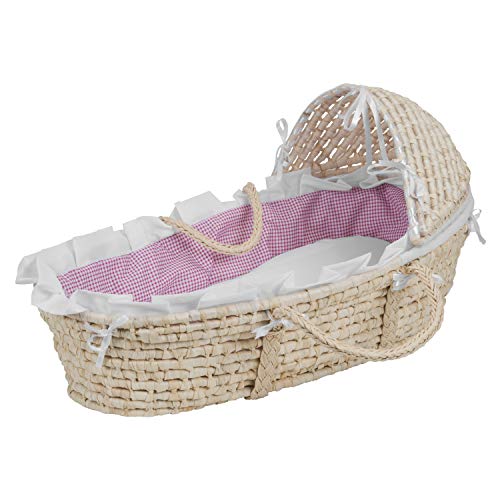 Hooded Baby Moses Basket with Liner, Sheet, and Pad - Thumbnail 7