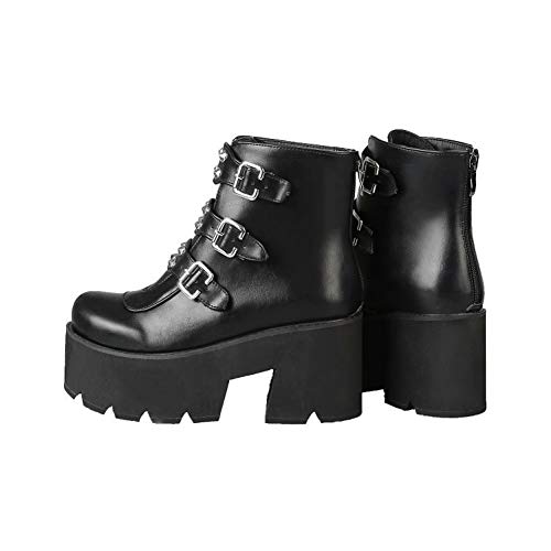YIYA-Womens-Studded-Mid-Calf-Combat-Boots-Black-Goth-Platform-Boots-Round-Toe-Buckle-Chunky-Heel-Booties
