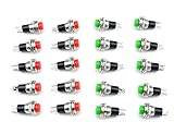 WGCD 20 PCS Momentary SPST Metal Push Button Switch Red Green Cap with 10mm Thread