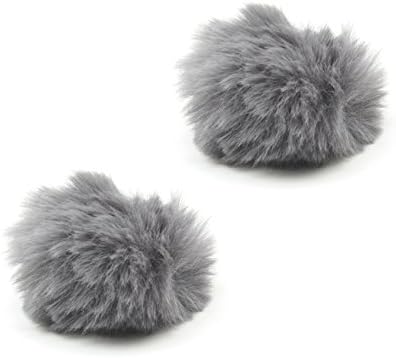 HUANOR Gray Furry Lavalier Microphone Windscreen Muff for BOYA by M1 M8C WM5 WM6 WM8 M40D M40C Microphones Saramonic UwMic9 UwMic10-2 Pack
