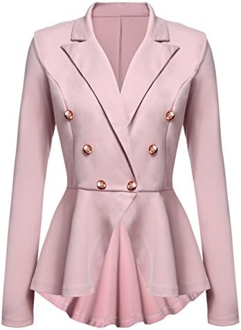 Gumod Womens Solid Long Sleeve Open Front Draped Lapel Work Office Blazer Jacket Pink S