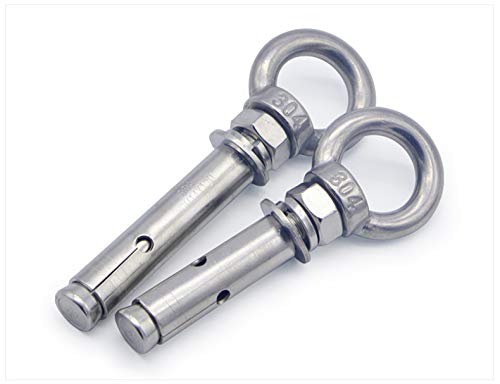 2PCS Long Eye Bolt with Ring 304 Stainless Steel Wall Expansion Anchor Bolts M8 x 70 mm Masonry Concrete Screws