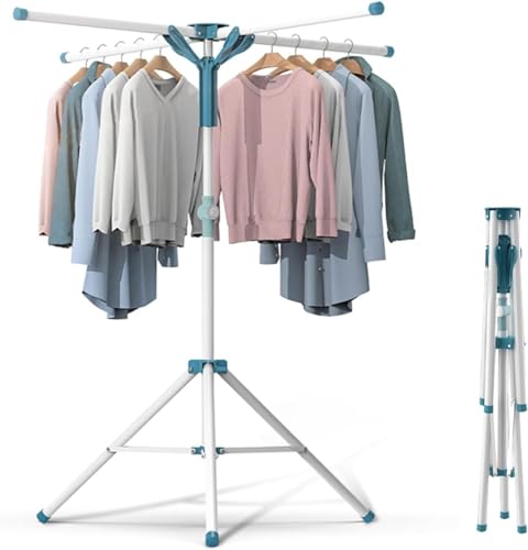 CARYWON Tendedero Plegable para Ropa, Tendedero para Ropa, Soportes Tendederos, Portátil de Acero Inoxidable Tendedero de Ropa Plegable, Tendedero Plegable y Extensible para Interiores y Exteriores