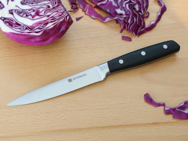 ZUNMARK Knife Set, 7pcs Knife Set for Kitchen, Stainless Steel Ultra Sharp Kitchen Knives, Space-Saving for Home & Professional Use