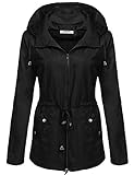 ANGVNS Women's Waterproof Lightweight Rain Jacket Anorak with Detachable Hood