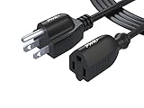 Pwr+ 6 Ft Power Extension Cord Cable Extender - 18AWG NEMA 5-15P to 5-15R Strip Liberator Charger Outlet Saver Long 6FT