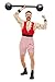 Smiffys Deluxe Strongman Costume, Red & White with Short Jumpsuit & Moustache, Circus Fancy Dress, Adult Dress Up Costumes