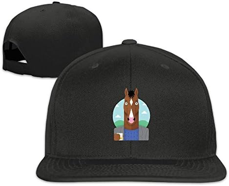 Anatoly BoJack Cartoon Horseman Flat Bill Snapback Adjustable Baseball Cap Hat Black
