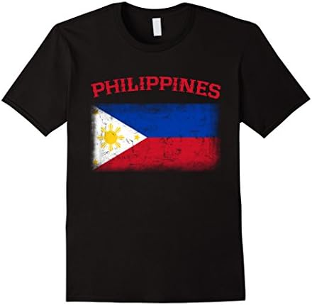Men's Flag of Philippines Shirt Distressed Filipino Flag T-Shirt Large Black