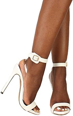 LilianaShoes Women's Jesse Clear Wrap Around Single Sole Stiletto Heel Pump Shoe (10, White)