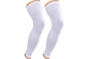 Kuangmi Compression Full Leg Sleeves for Cycling, Basketball, Sport Supports and Recovery and UV Protection 1 Pair