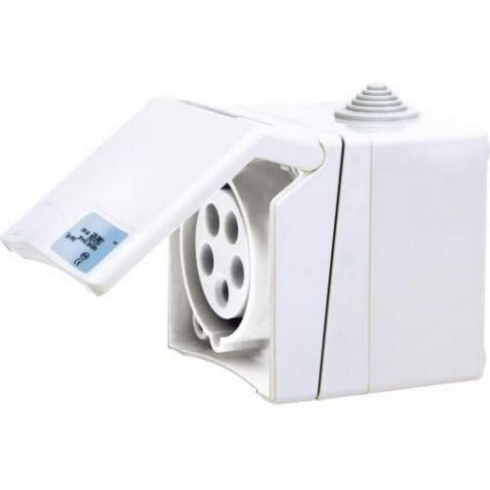 SIROX® CEE Surface-Mounted Socket, 5-pin, 400 V, 6 h Current 16 A, Colour Traffic White