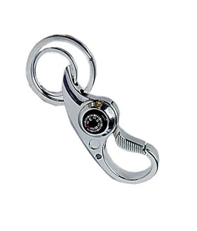 Generic Silver Magnetic Compass Keychain With Double Key Ring Hook
