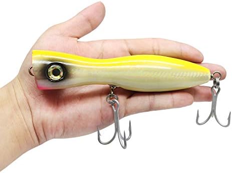 YZD Saltwater GT Popper Fishing Lures Topwater Big Game Fishing Wood Popper 4.5" 6.0" 1.5 2.5oz Bull Tuna Giant Trevally Lure Offshore Heavy Duty Bait