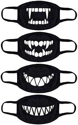 YOROZUCERY Mouth Mask Unisex Anti Dust Kawaii Muffle Flu Mask Half Face Mask Reusable Cotton for Men Women Black 4Pcs