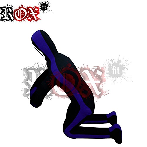 ROX Fit Grappling Dummy MMA Realistic Judo Punching Bag Grappling Dummy - Sitting Position - Hands front Black Blue (6 Foot (72") - 180 cm - Unfilled)