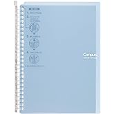 Kokuyo Campus Smart Ring Binder, B5 Light Blue Refillable Binder Notebook 26 Holes with 10 Extra Loose-Leaf Paper, Up to 60 Filler Papers for Work &amp; Study, Japan Import (RU-SP706LB)