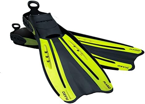OCEANPRO MAKO OPEN HEEL ADJUSTABLE SCUBA DIVING FINS (Yellow, X-Large)