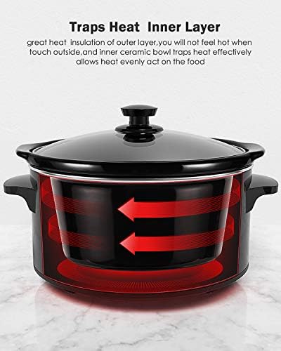 Mijoteuse Électrique, Homever Slow Cooker de 3,5 L, 3 Niveaux de Cuisson dont Maintien au Chaud, Couvercle en Verre et Bol en Céramique, Idéale pour 4 Personnes (Black) - Cuisine A Vivre Mijoteuse Électrique, Homever Slow Cooker de 3,5 L, 3 Niveaux de Cuisson dont Maintien au Chaud, Couvercle en Verre et Bol en Céramique, Idéale pour 4 Personnes (Black)