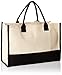 Mud Pie Classic Black and White Initial Canvas Tote Bags (T), 100% Cotton, 17
