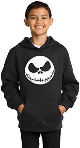OCPrintShirts Youth Hoodie Fleece Jack Skellington Sweatshirt XS Youth Black