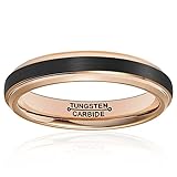 HSG Black Rose Ring Tungsten Carbide 4mm Rose Gold Plated Black Matte Brushed Wedding Band