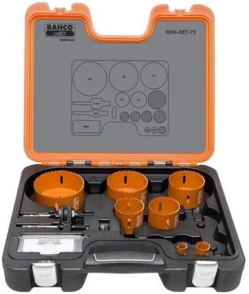 Bahco 3834-SET-73-22/68 "Sand Flex" Bi-Metal Hole Saw, 0 V, Black/Orange, 22-68 mm, Set of 10 Piece, 22 - 68 mm