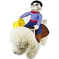 Halloween Cowboy Dog Cat Costume Clothes Novelty Funny Pets Party Cosplay Apparel Dog Riders Clothing (S(Chest:11.81"-15.74"))