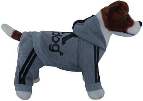 TadMart - Pet Hoodie adidog Christmas 2017 !!!SMALL SIZES!!!(for small dogs,100% cotton sporty hoodie/ sportswear / hooded sweater/ warm sweater / sporty outfit for pets) (XL, Grey)
