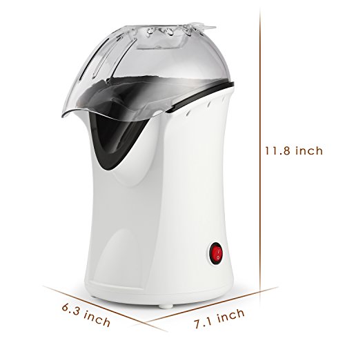 Popcorn Maker, Popcorn Machine, 1200W Hot Air Popcorn Popper Healthy Machine No Oil Needed